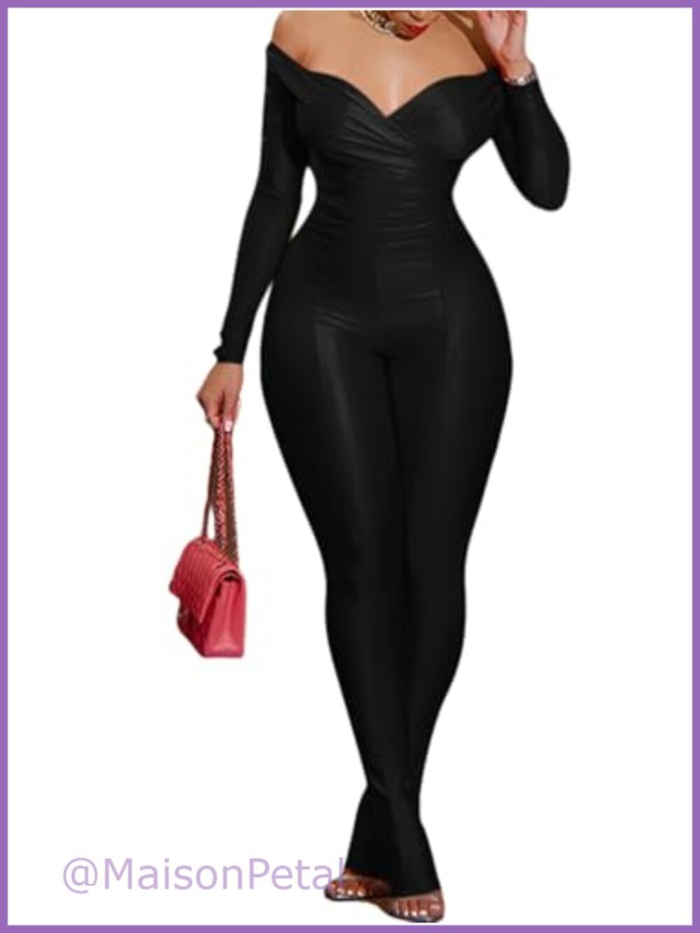 2 Piece Outfits for Women Bodycon Off Shoulder Top & Flared Pants Set